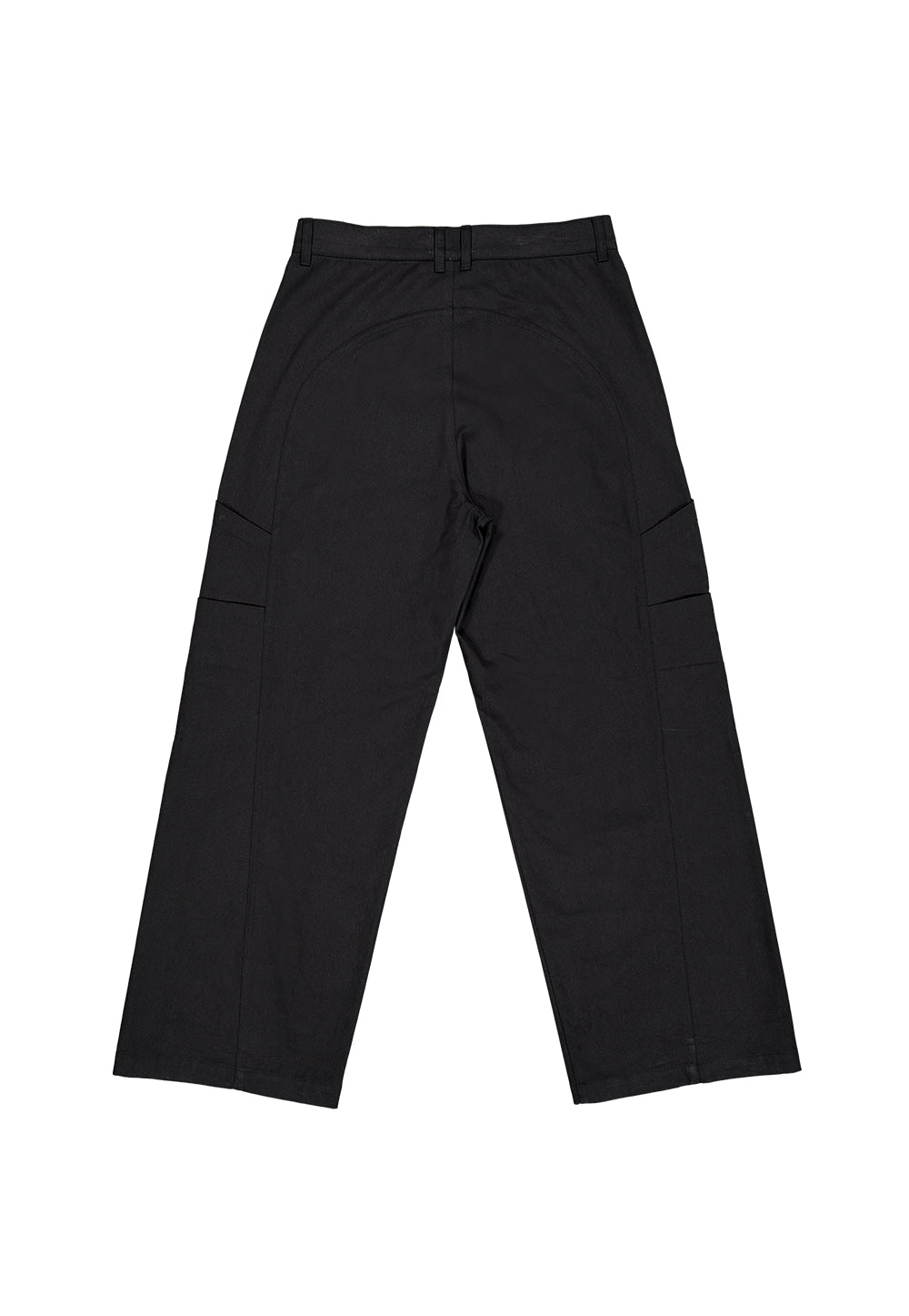 Layered side pocket cotton pants black