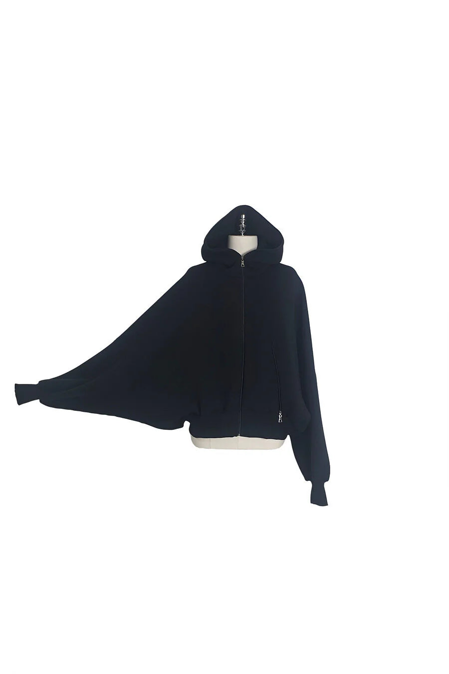 Neoprene Zip-Up Hoodie Cardigan Black