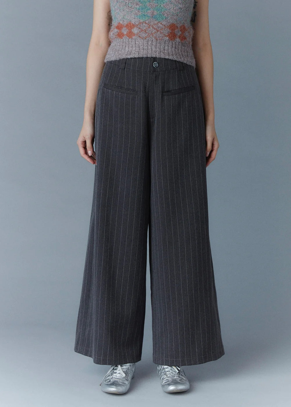 Pinstripe wide leg trousers