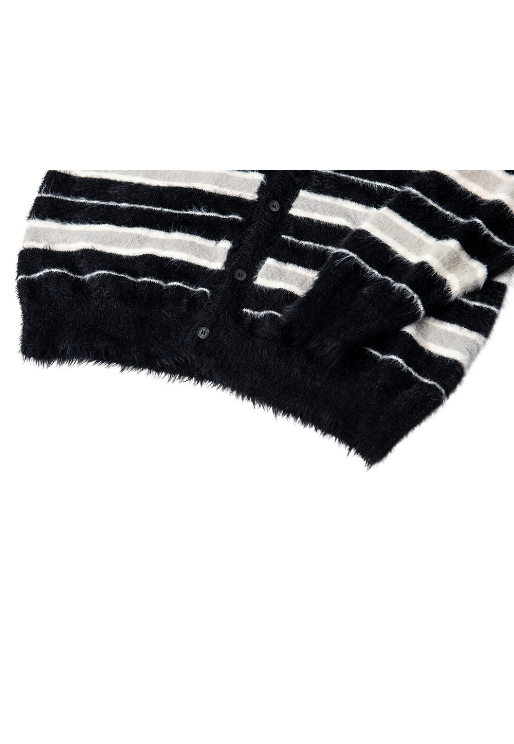 Stripe brushed cardigan black