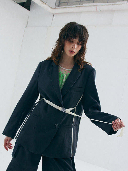 Ribbon buckled jacket charcoal