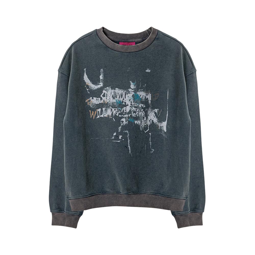 Graphic vintage washing sweatshirt blue