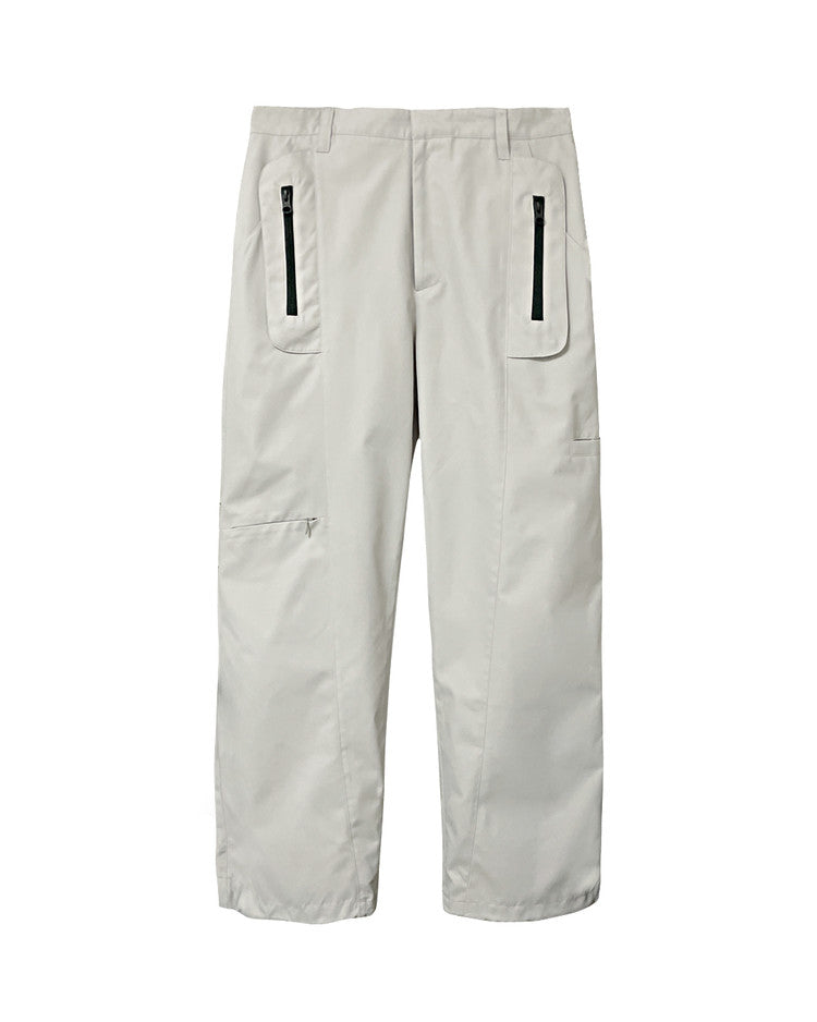 Multi zip pants beige gray