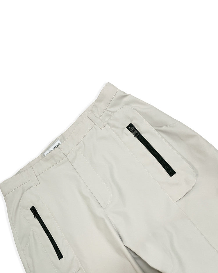 Multi zip pants beige gray