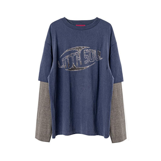 Lotta soul graphic layered T-shirts dark blue