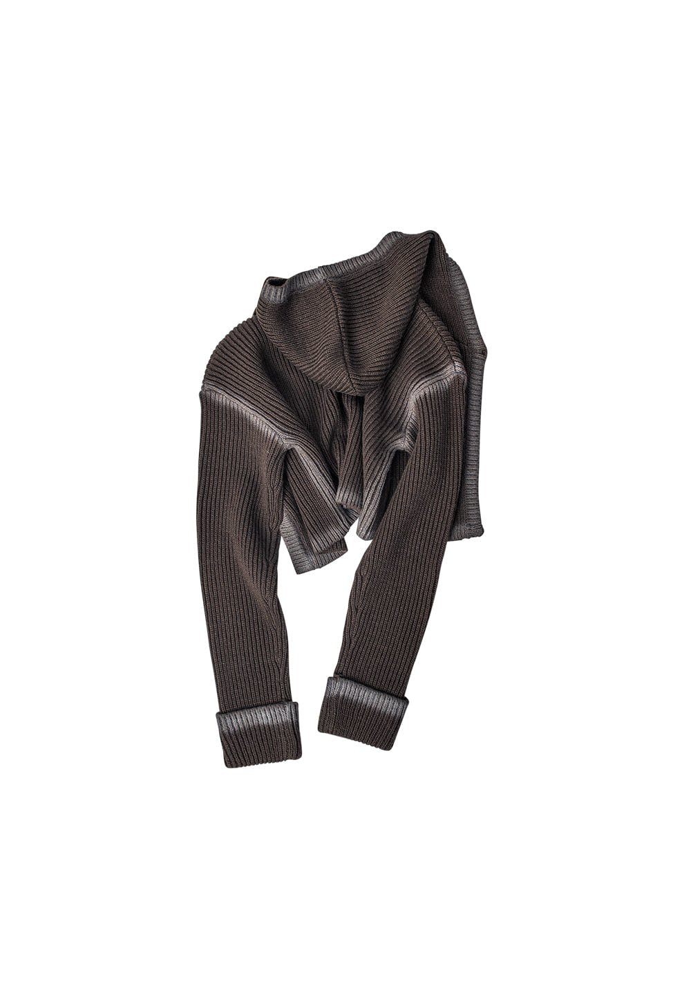 Spray hood knit cardigan brown