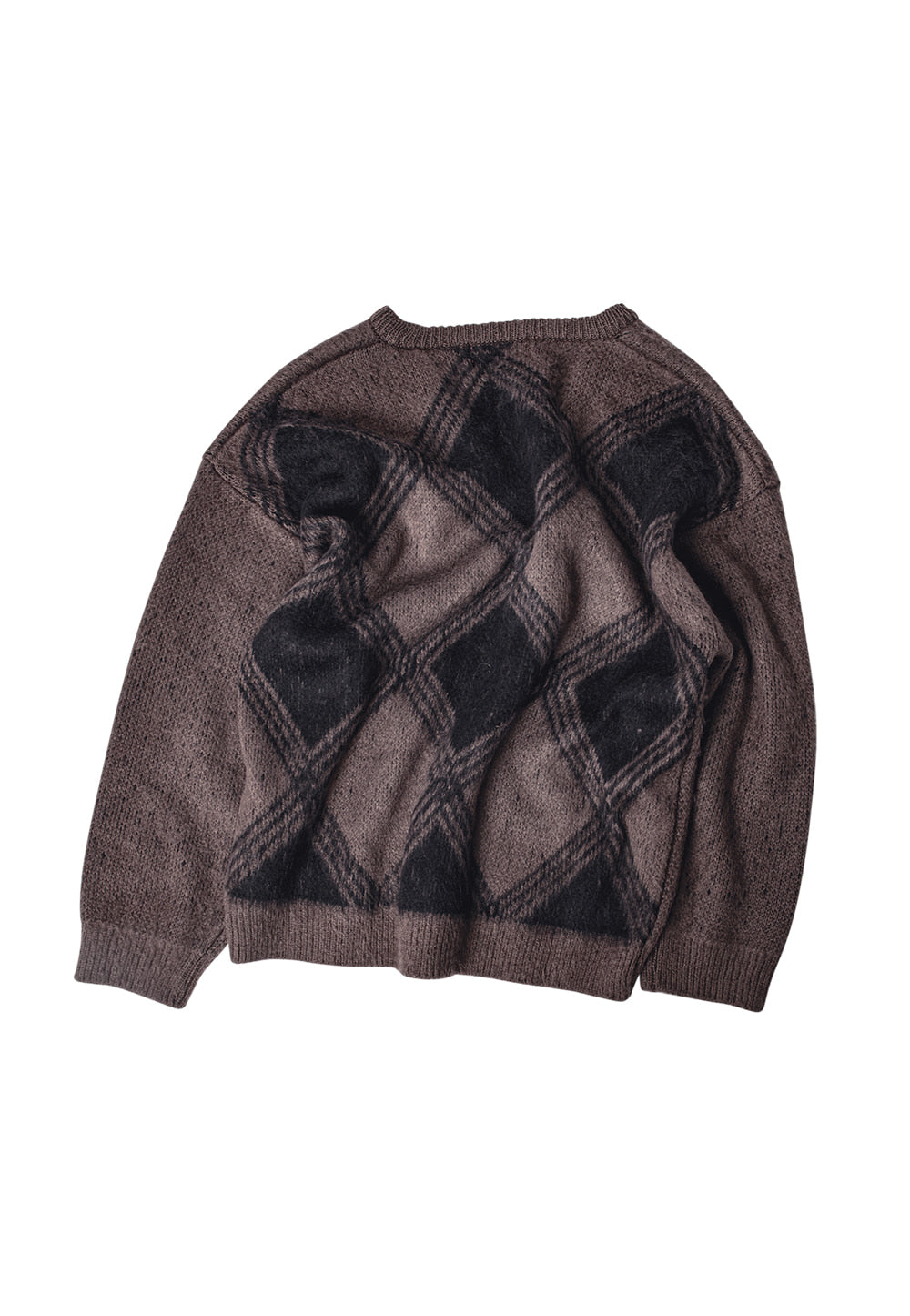 Check brushed cardigan brown