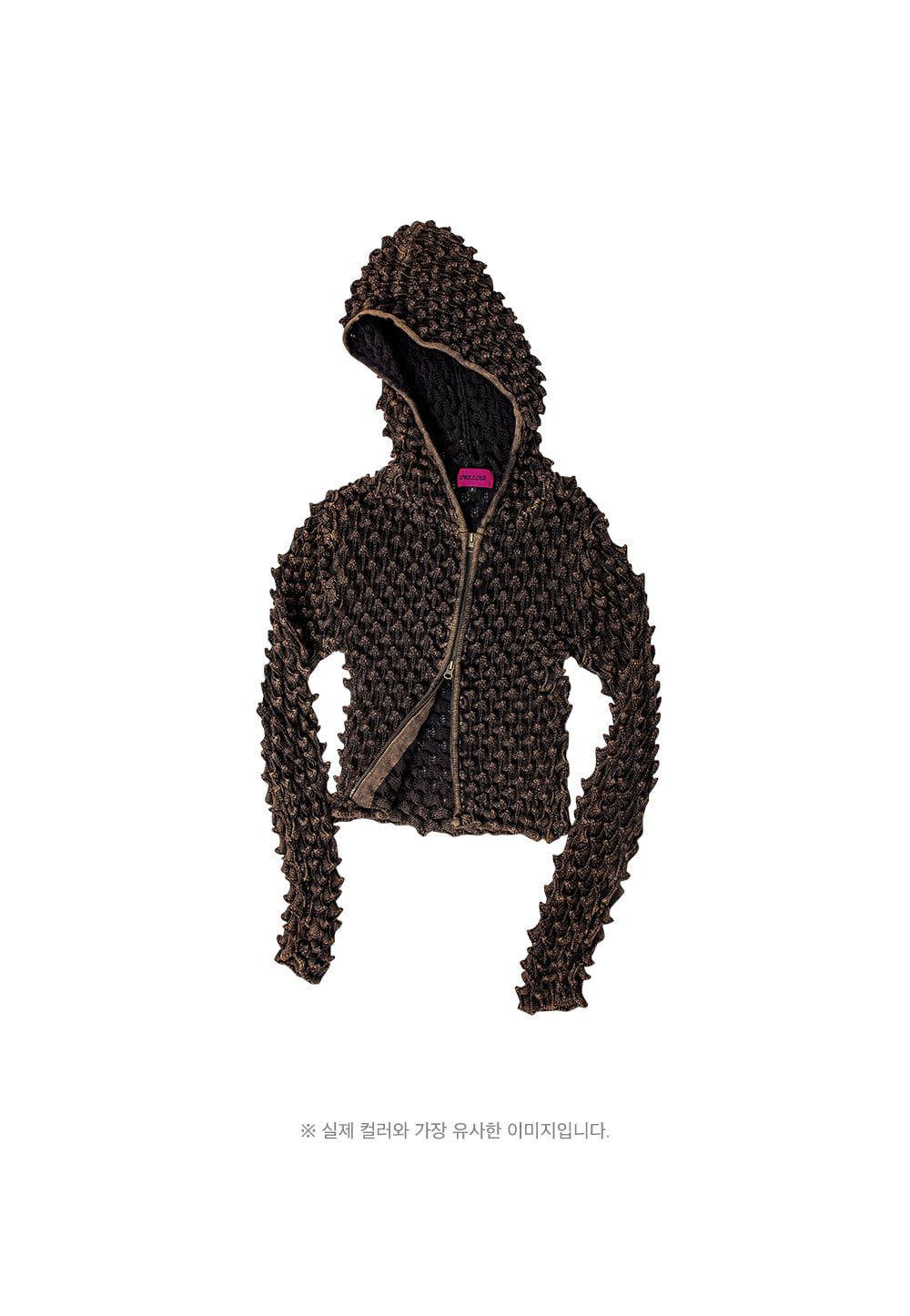 Romanesco knit zip-up dark brown