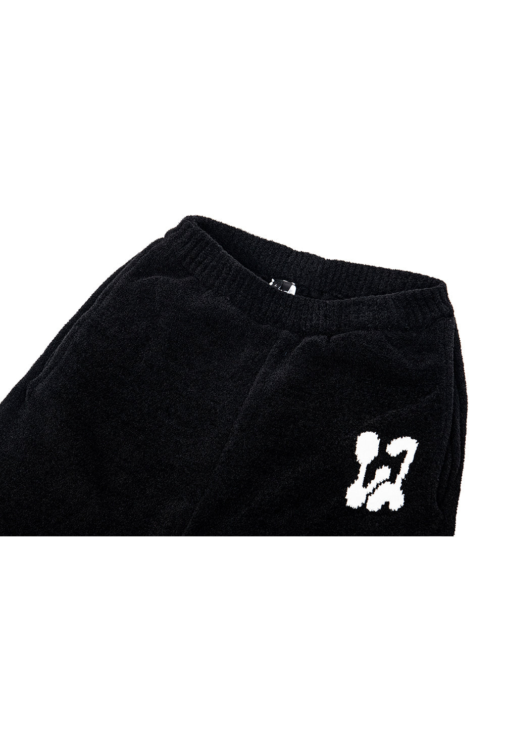 Intarsia wide knit pants black