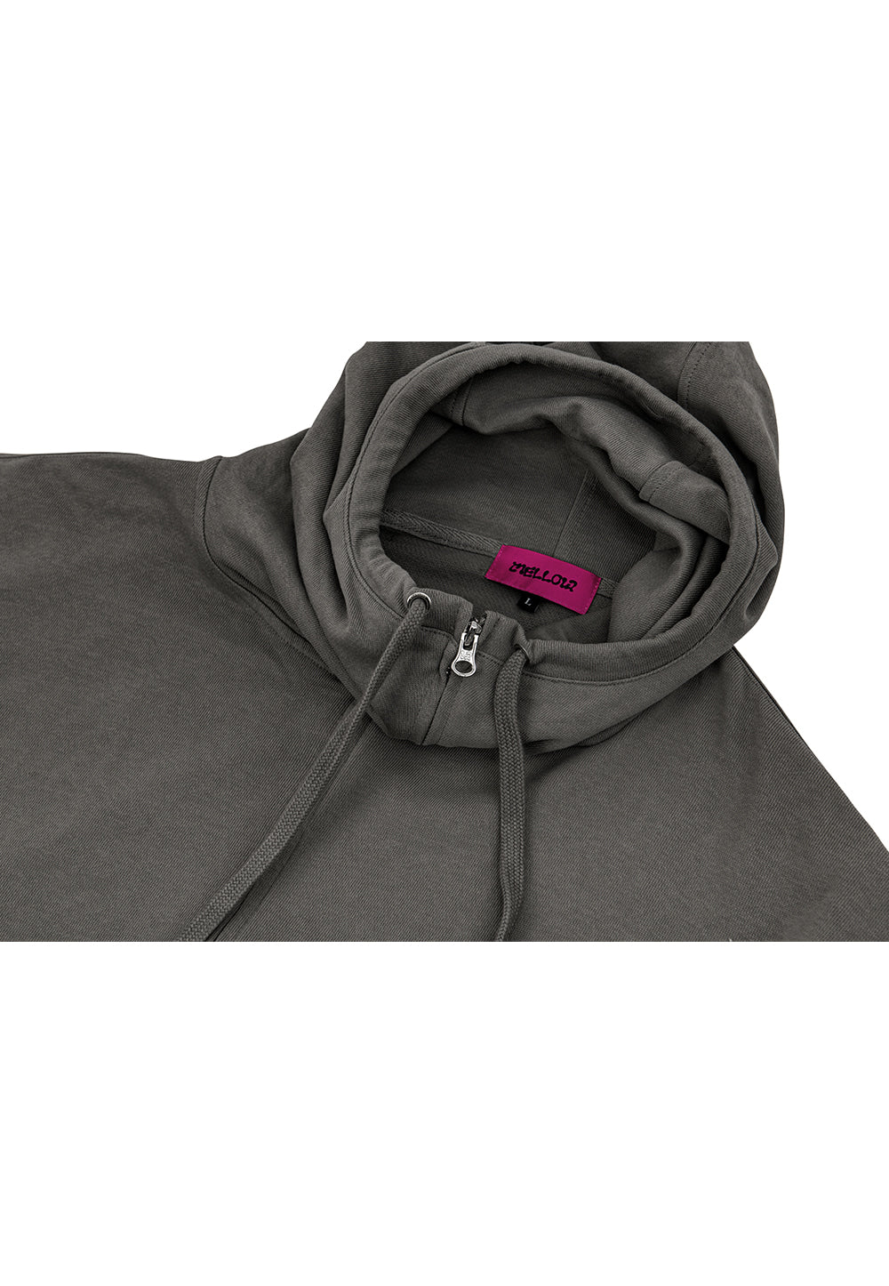 High neck overfit hood zip-up dusty grey