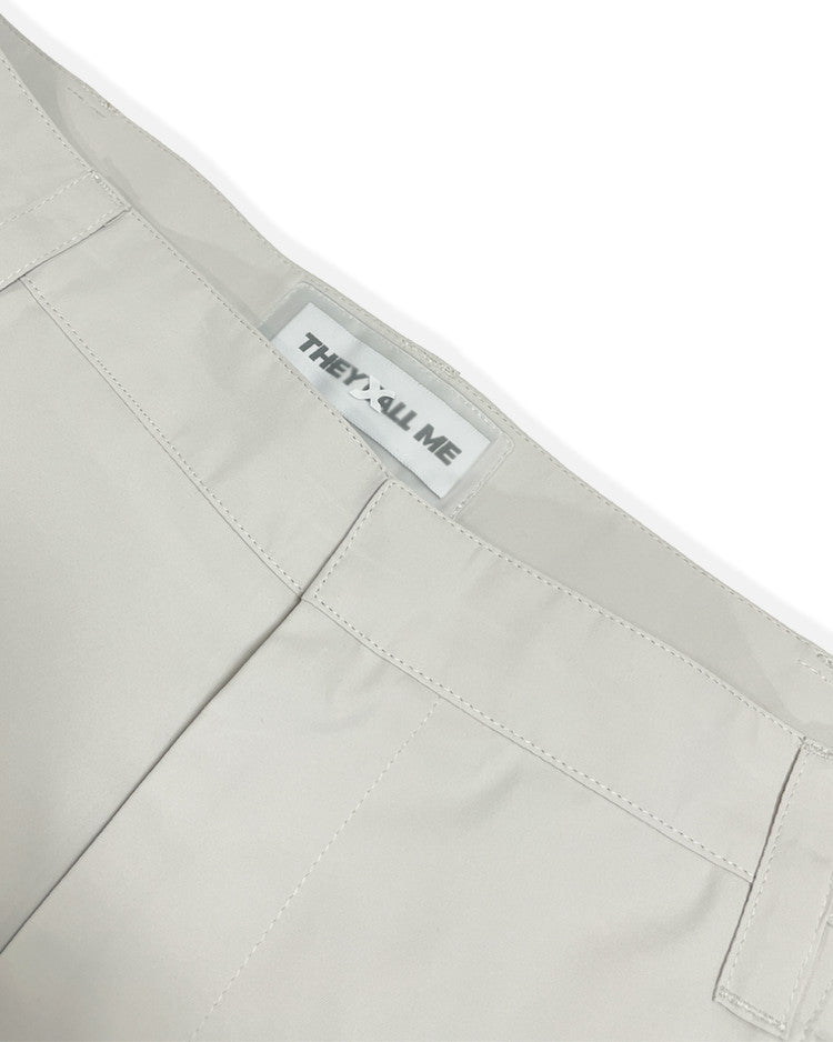 Multi zip pants beige gray