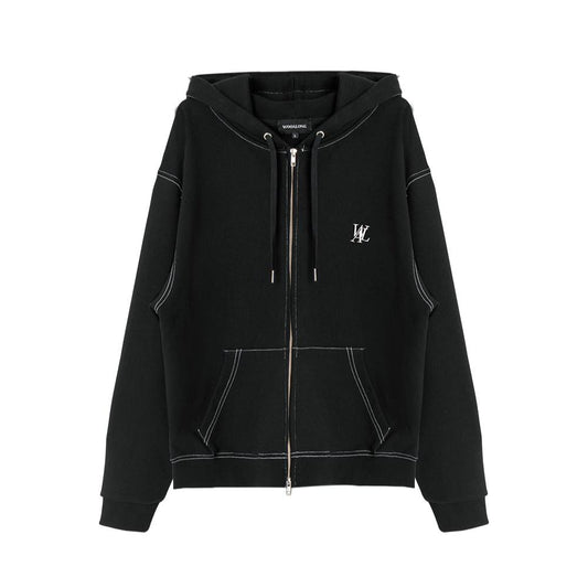 WAL signature stitch hood zip-up black