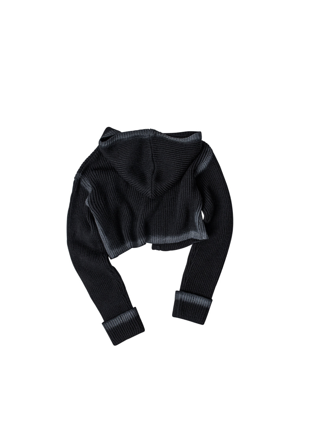 Spray hood knit cardigan black