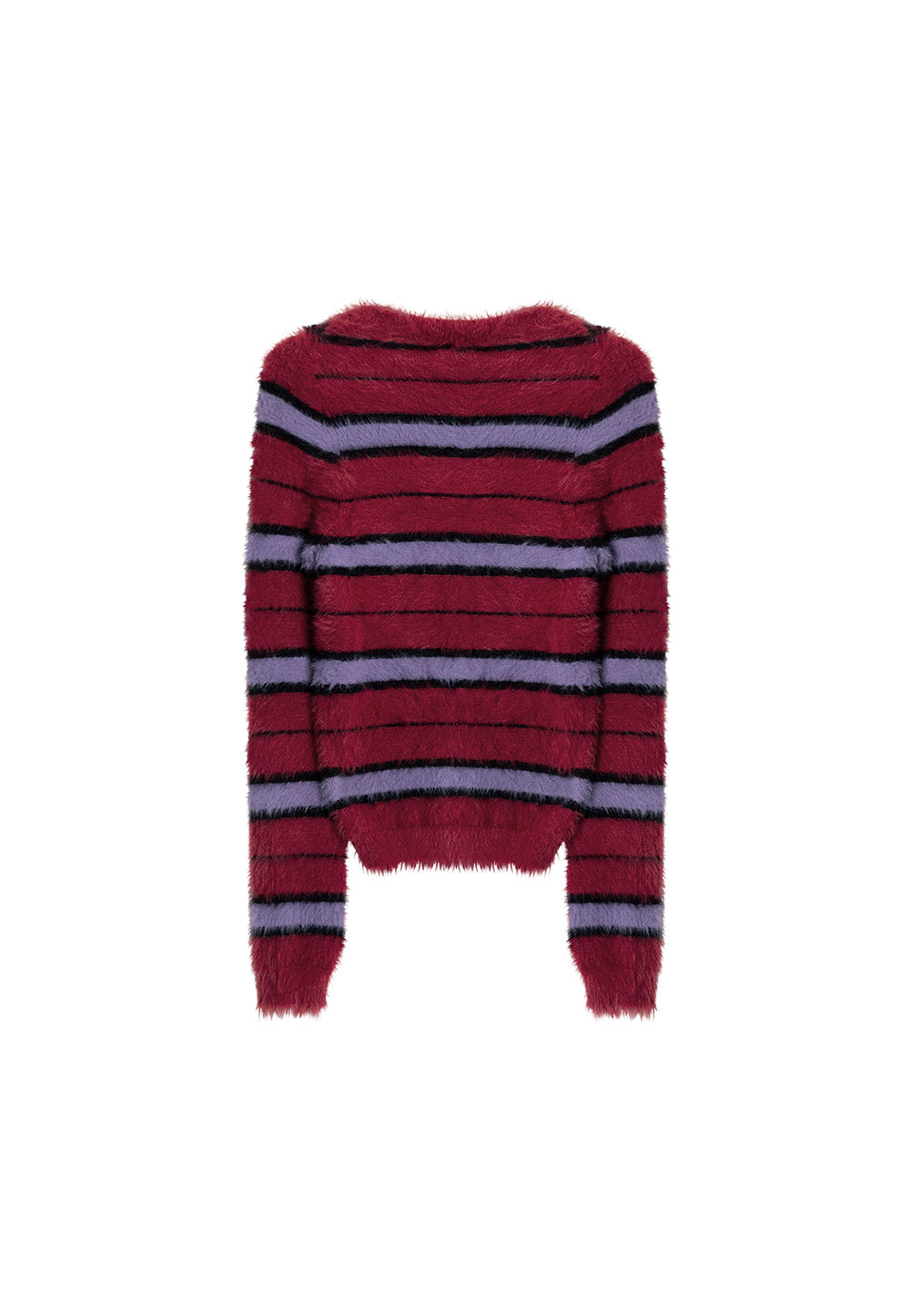 Stripe brushed slim line cardigan red