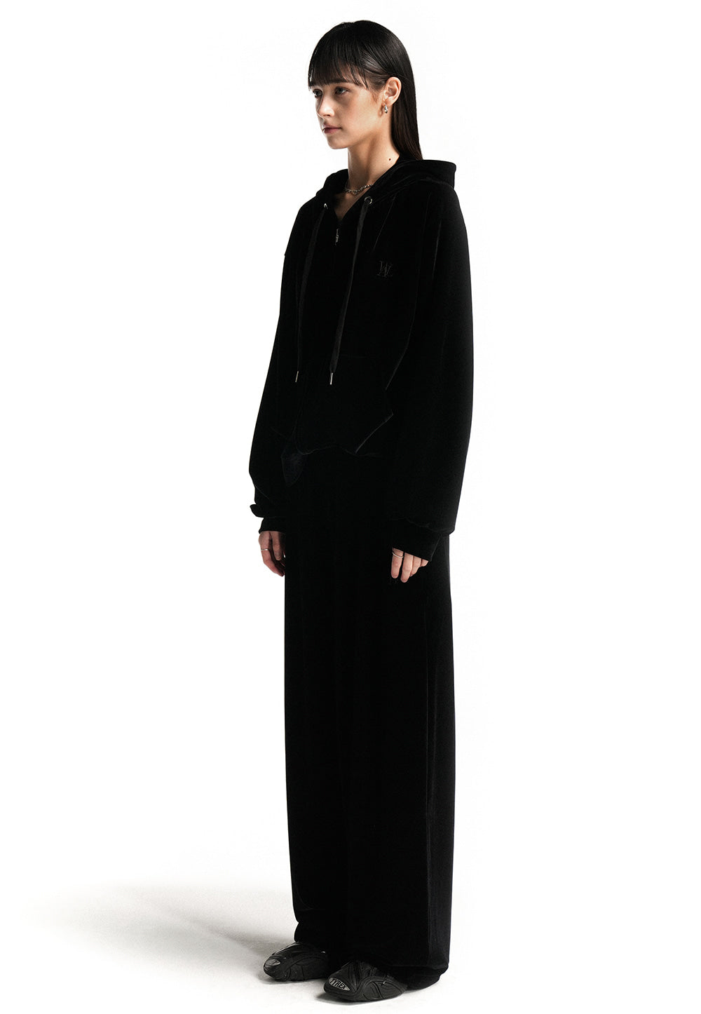 Signature velour wide pants black