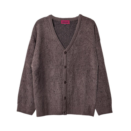 Check brushed cardigan brown