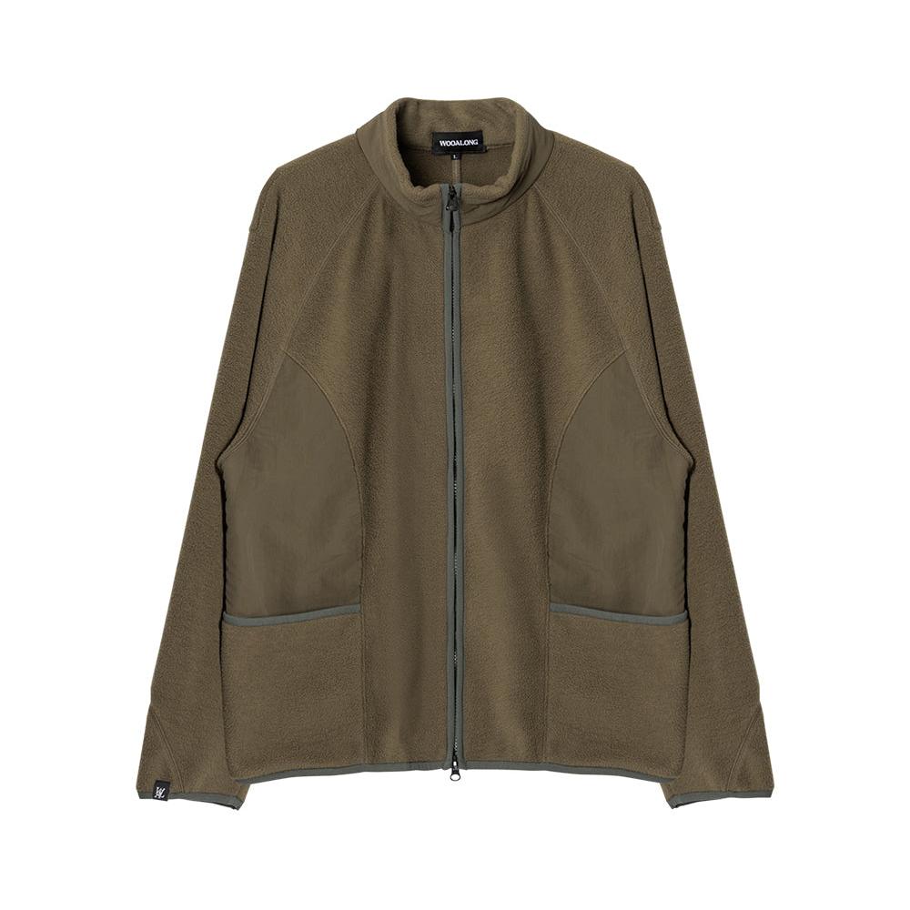 Fleece half neck zip-up khaki