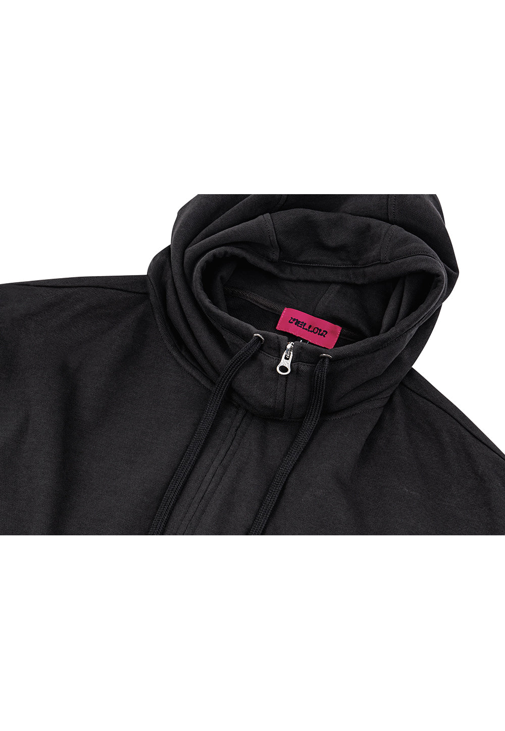 High neck overfit hood zip-up charcoal