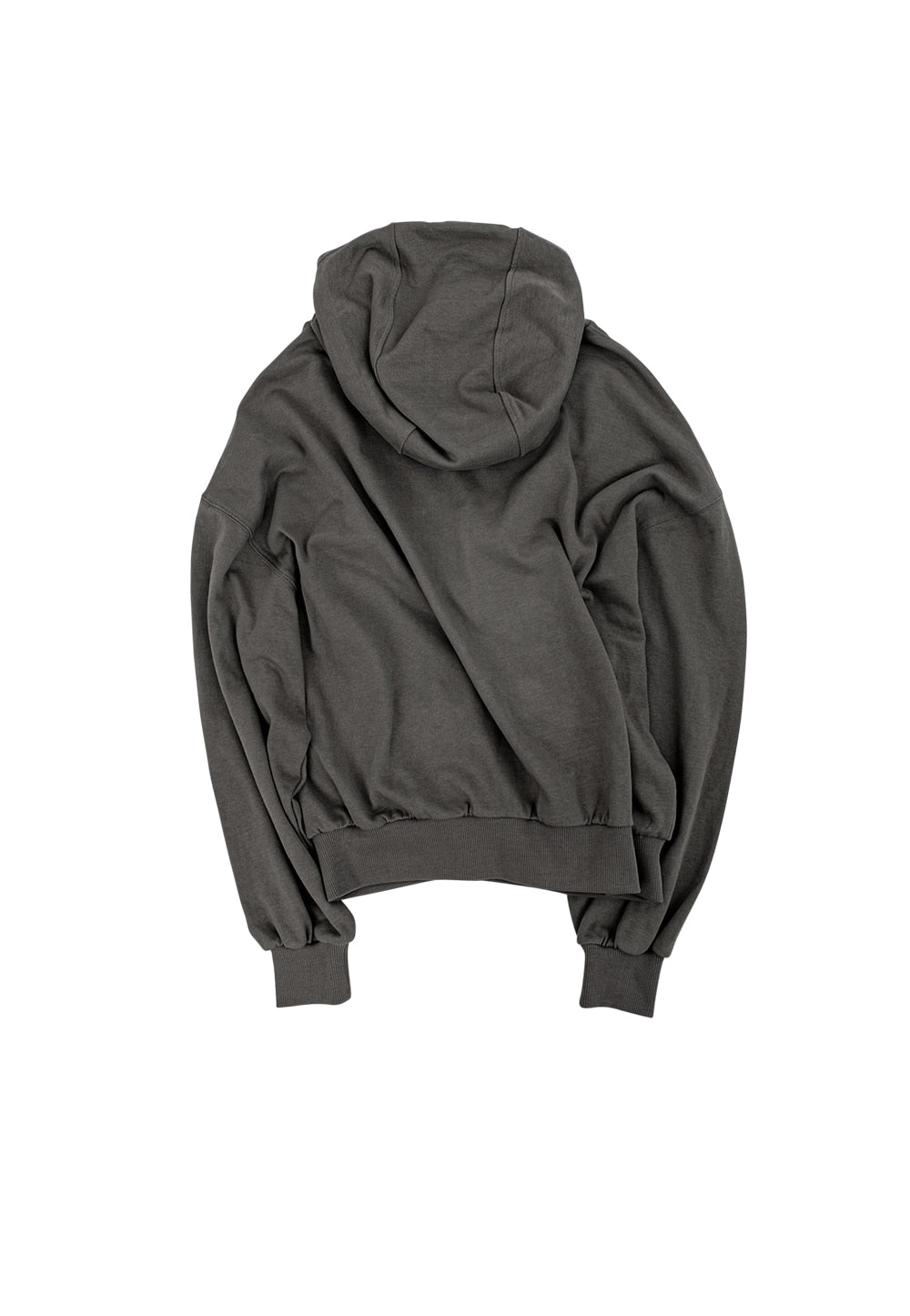 High neck overfit hood zip-up dusty grey