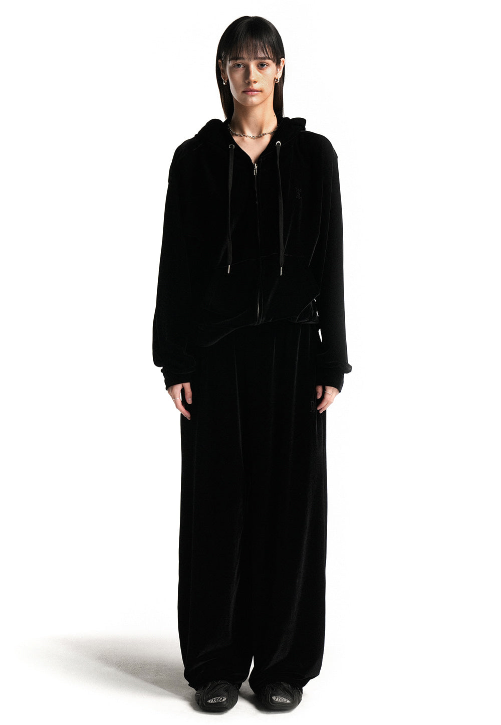 Signature velour wide pants black