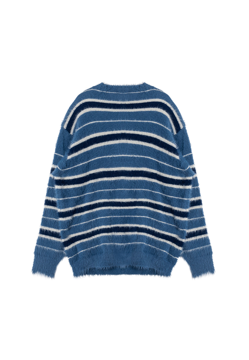 Stripe brushed cardigan blue