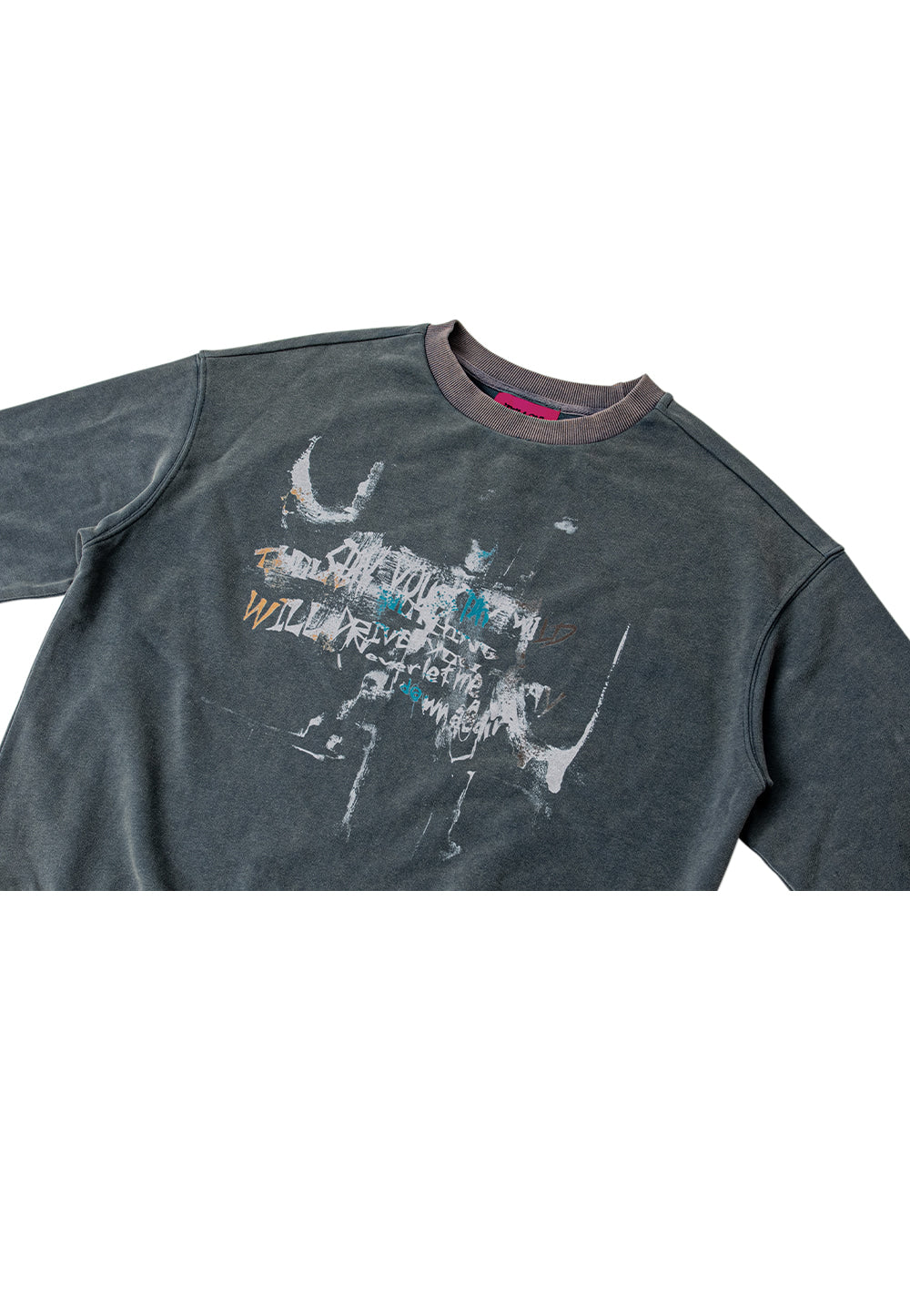 Graphic vintage washing sweatshirt blue