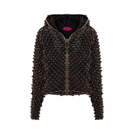 Romanesco knit zip-up dark brown