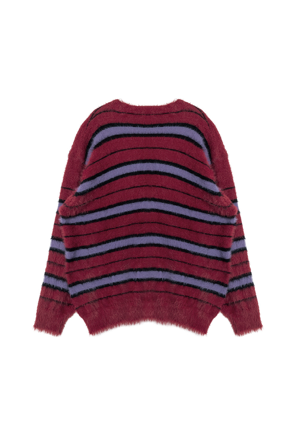 Stripe brushed cardigan red