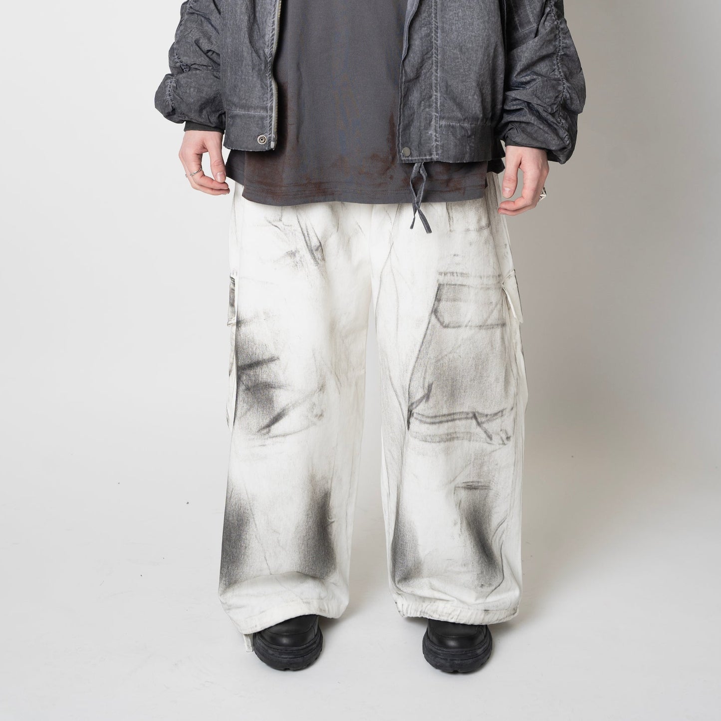 Dusty Cotton Cargo Pants White