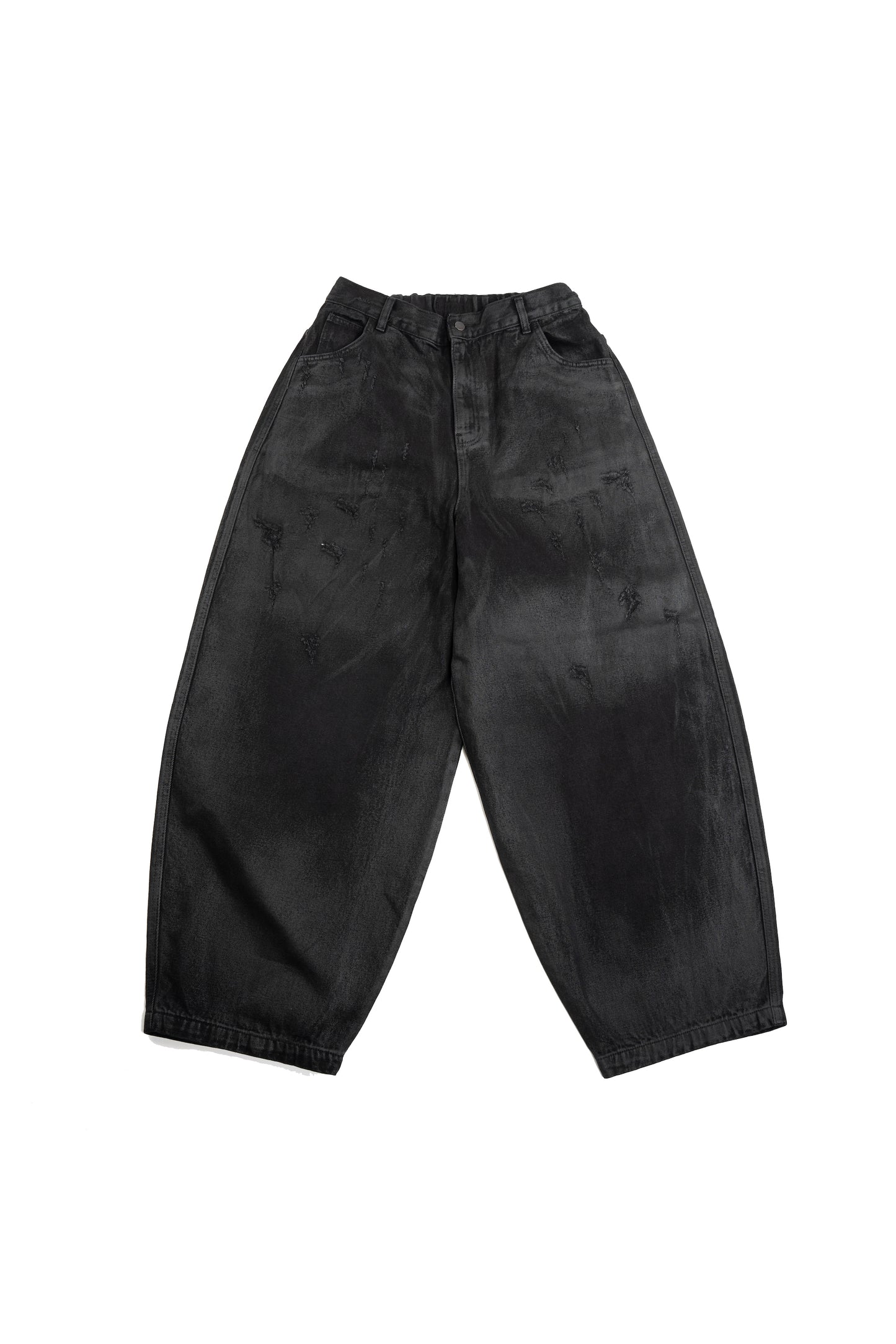 Coated Distressed Baggy Pants