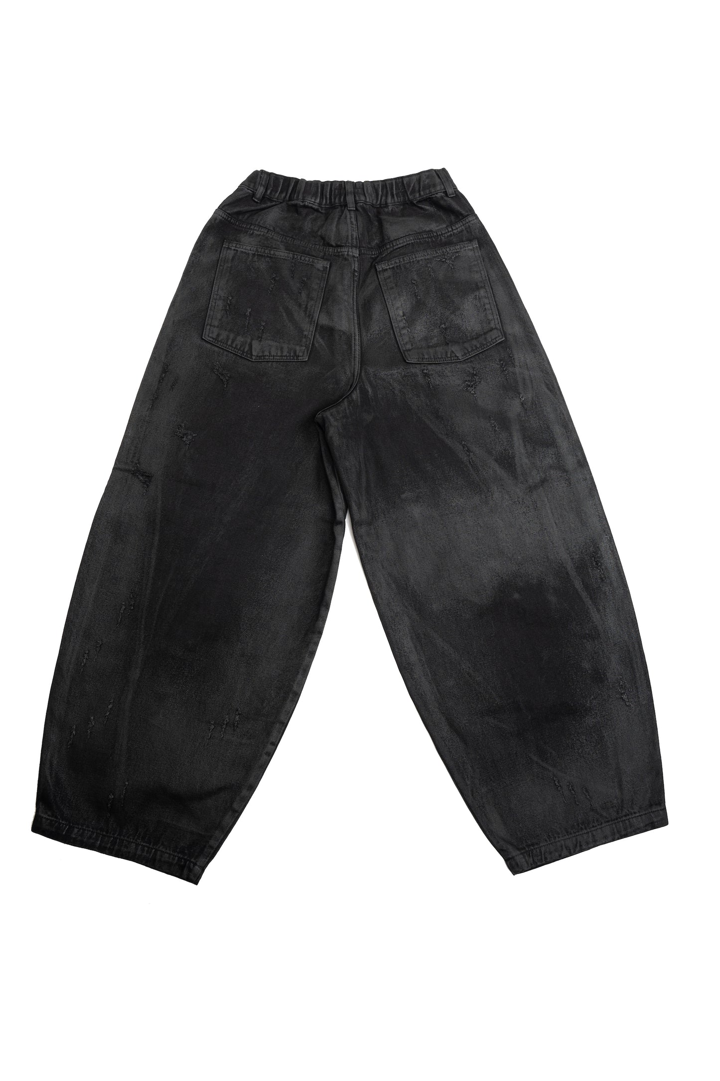 Coated Distressed Baggy Pants