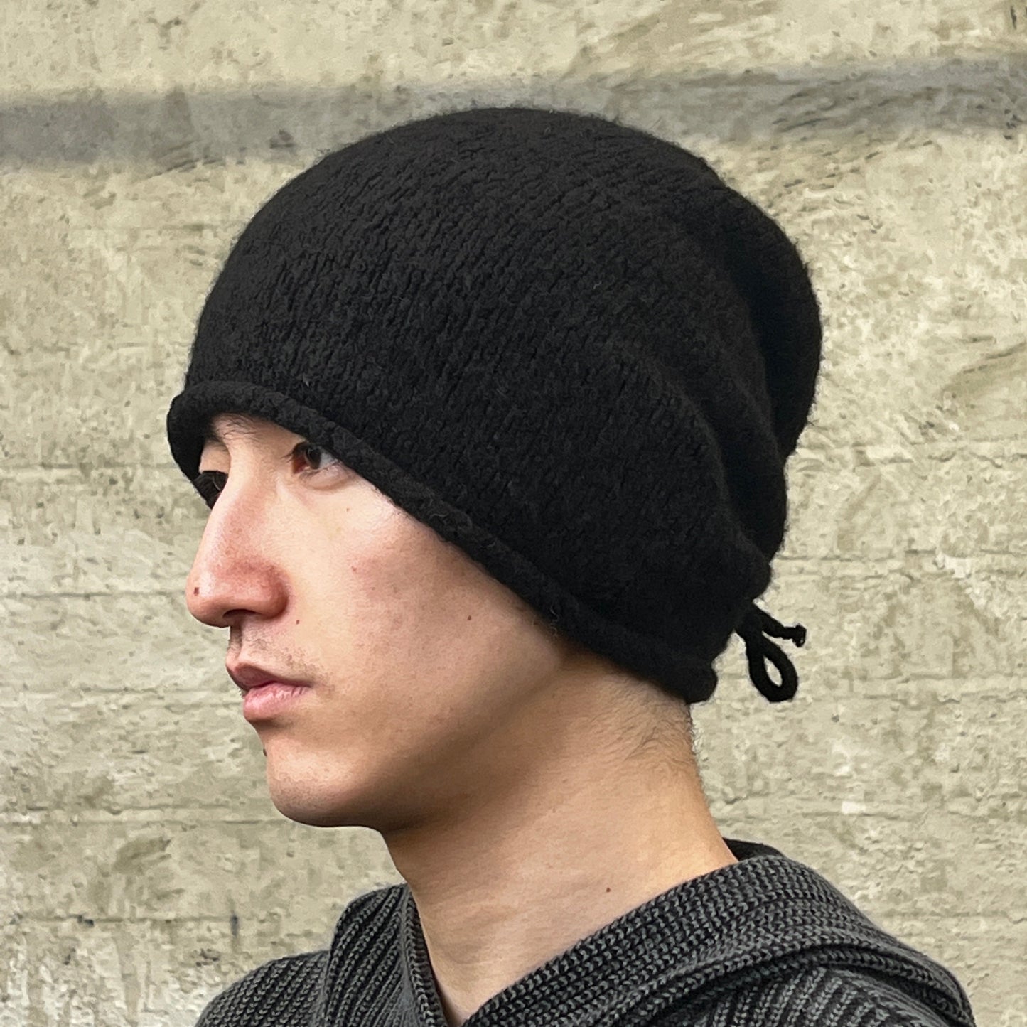 Raw hem plain beanie