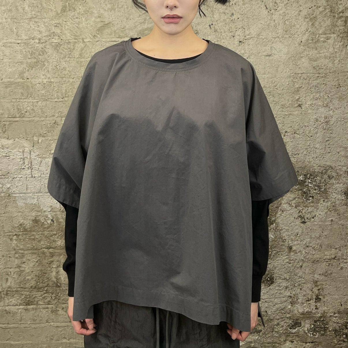 Square poncho top charcoal