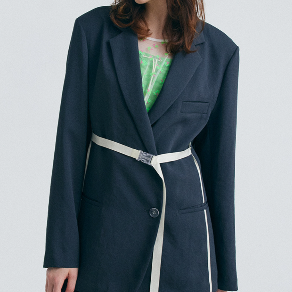 Ribbon buckled jacket charcoal