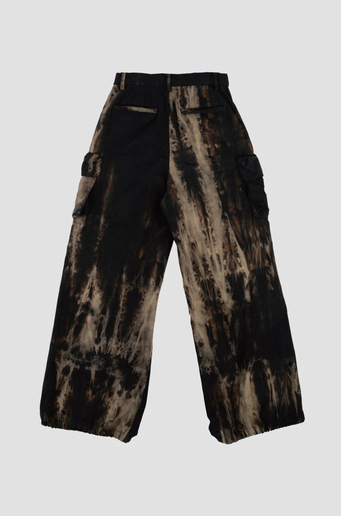 Tie dye wide jogger pants black