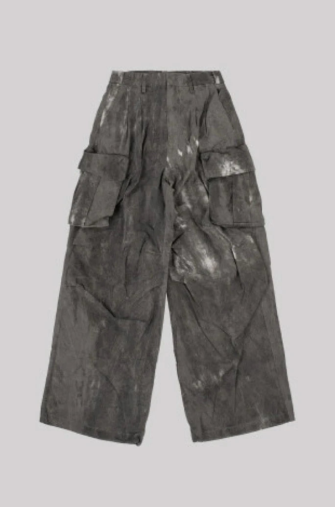 Tie dye wide jogger pants gray