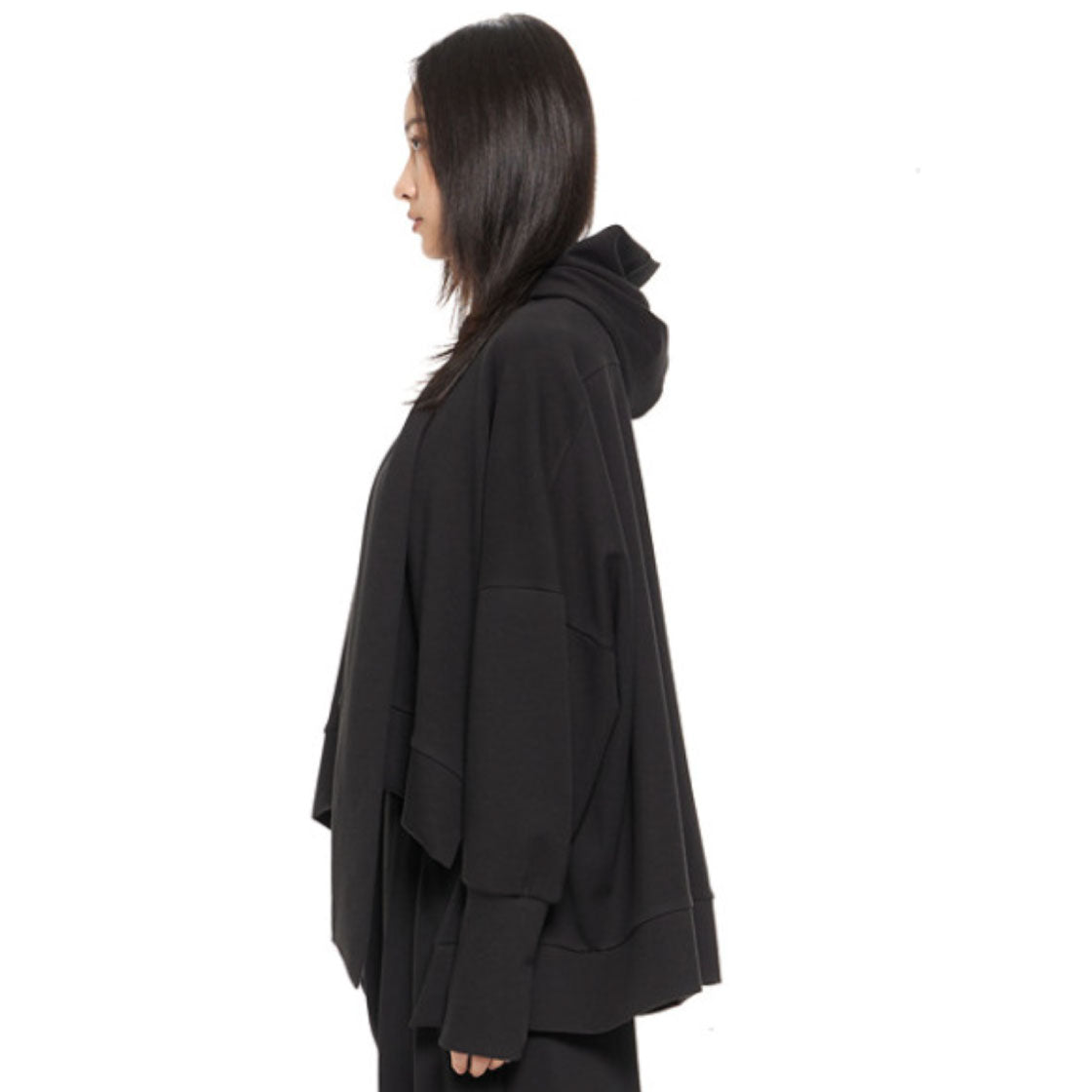 Wide-fit tie hoodie black