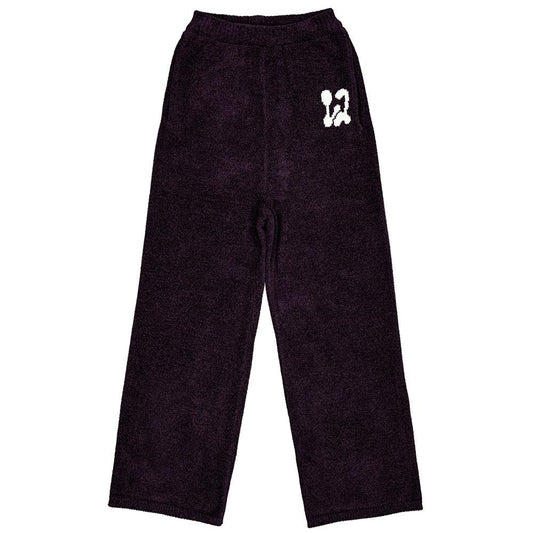 Intarsia wide knit pants wine black