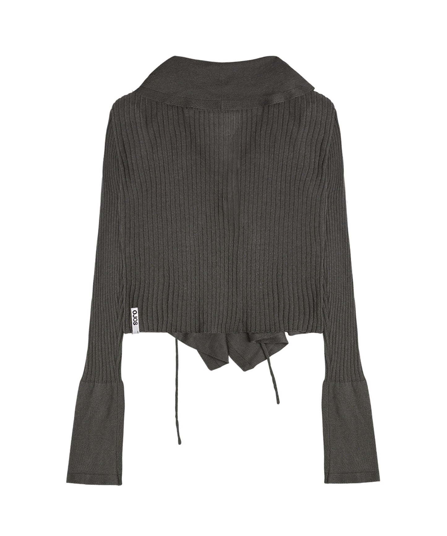 Ruffled Drape Angora Cardigan Charcoal