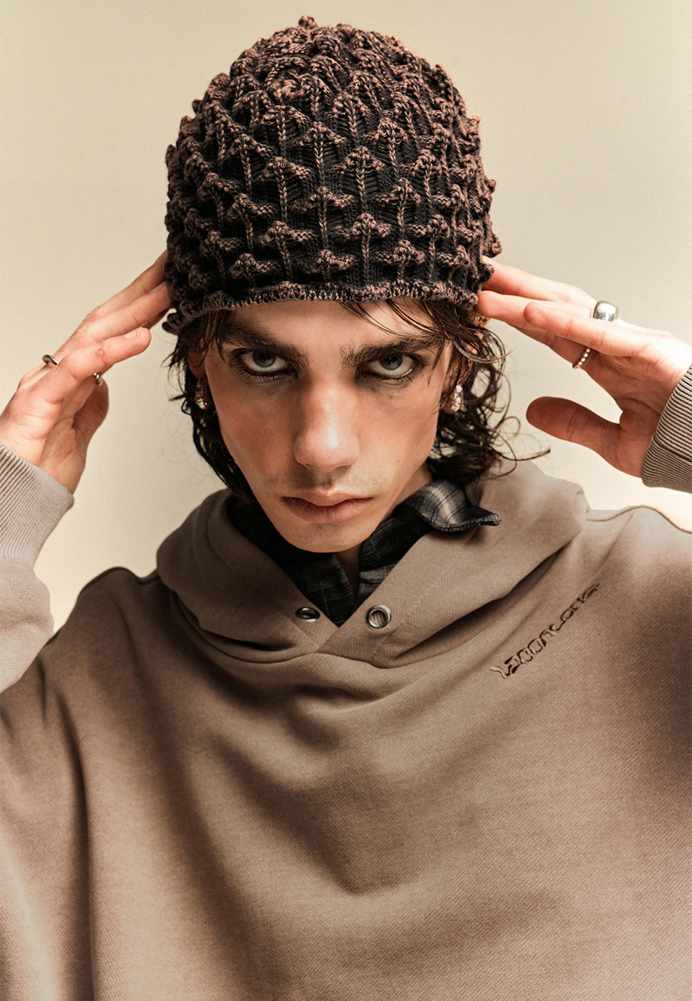 Romanesco knit beanie dark brown