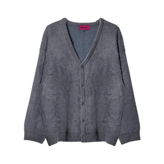 Check brushed cardigan grey