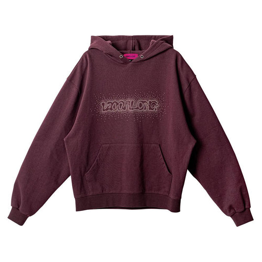 Rhinestone mellow graphic hood wine