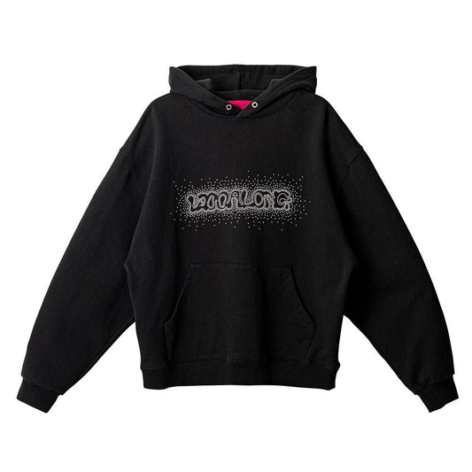 Rhinestone mellow graphic hood black