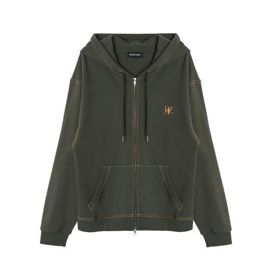 WAL signature stitch hood zip-up khaki