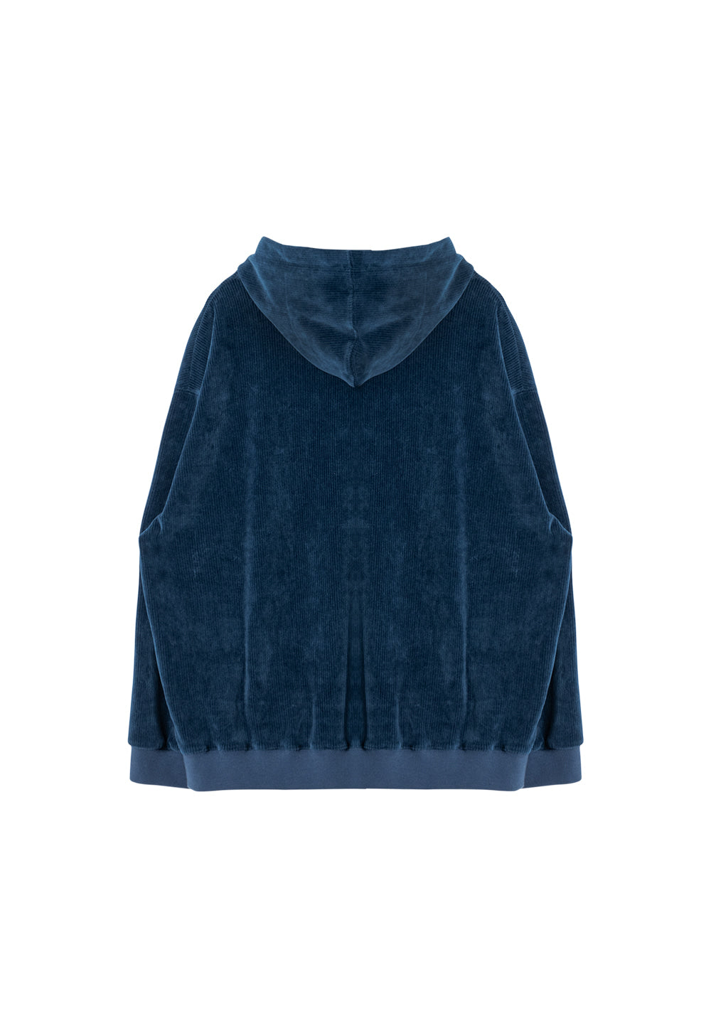 Velour corduroy hood zip-up blue