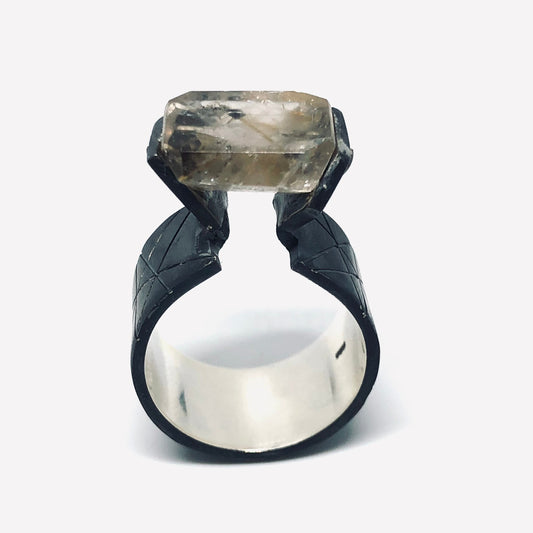 Khepri ring oxidised silver