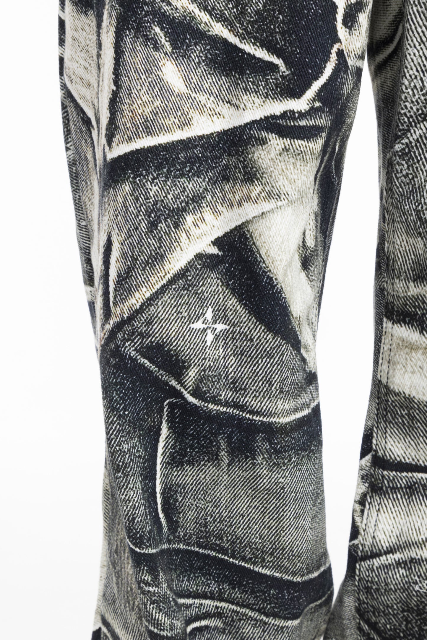 Crumpled denim print jeans