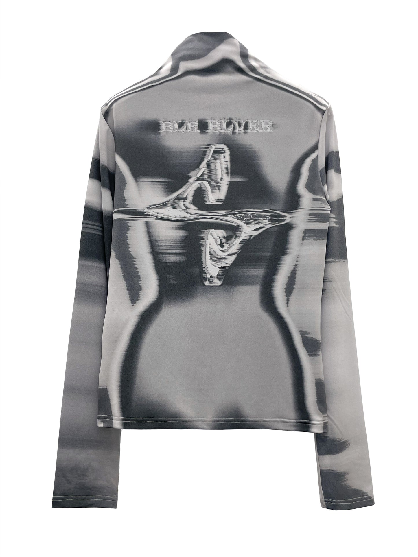 Body printed high-neck top gray