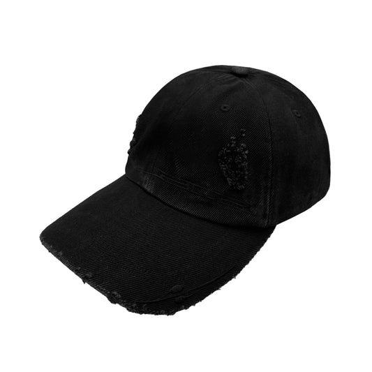 Curved logo damaged denim cap black