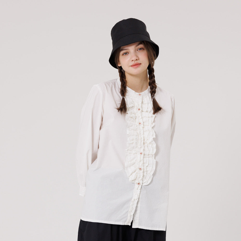 No collar frill blouse